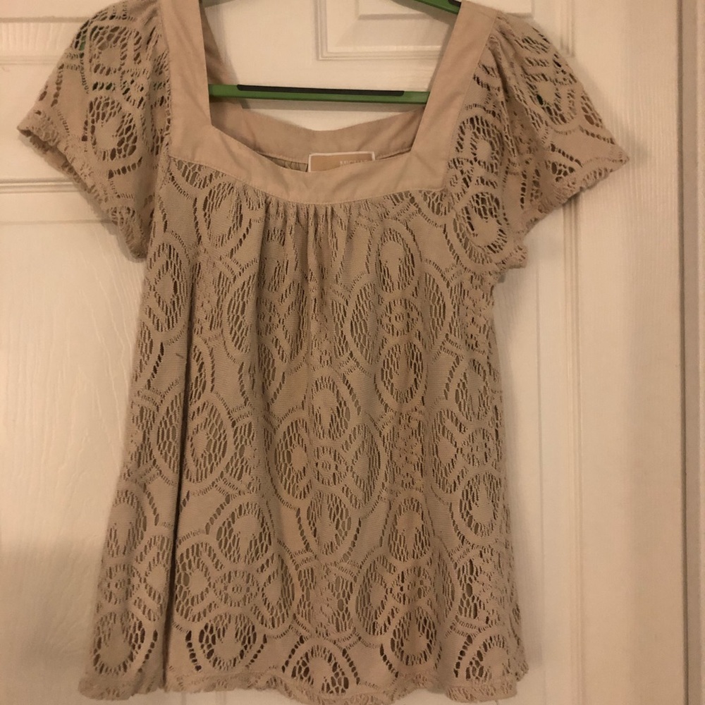 NWOT Michael Kors tan lace baby doll top